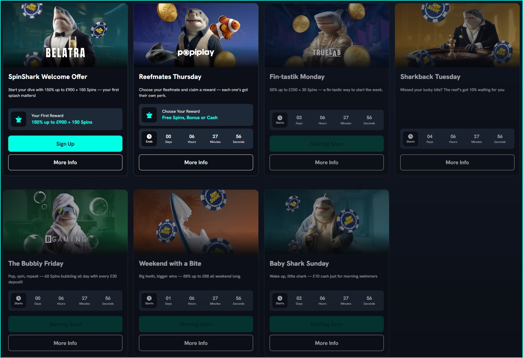 Bonuses & Promotions at SpinShark Casino