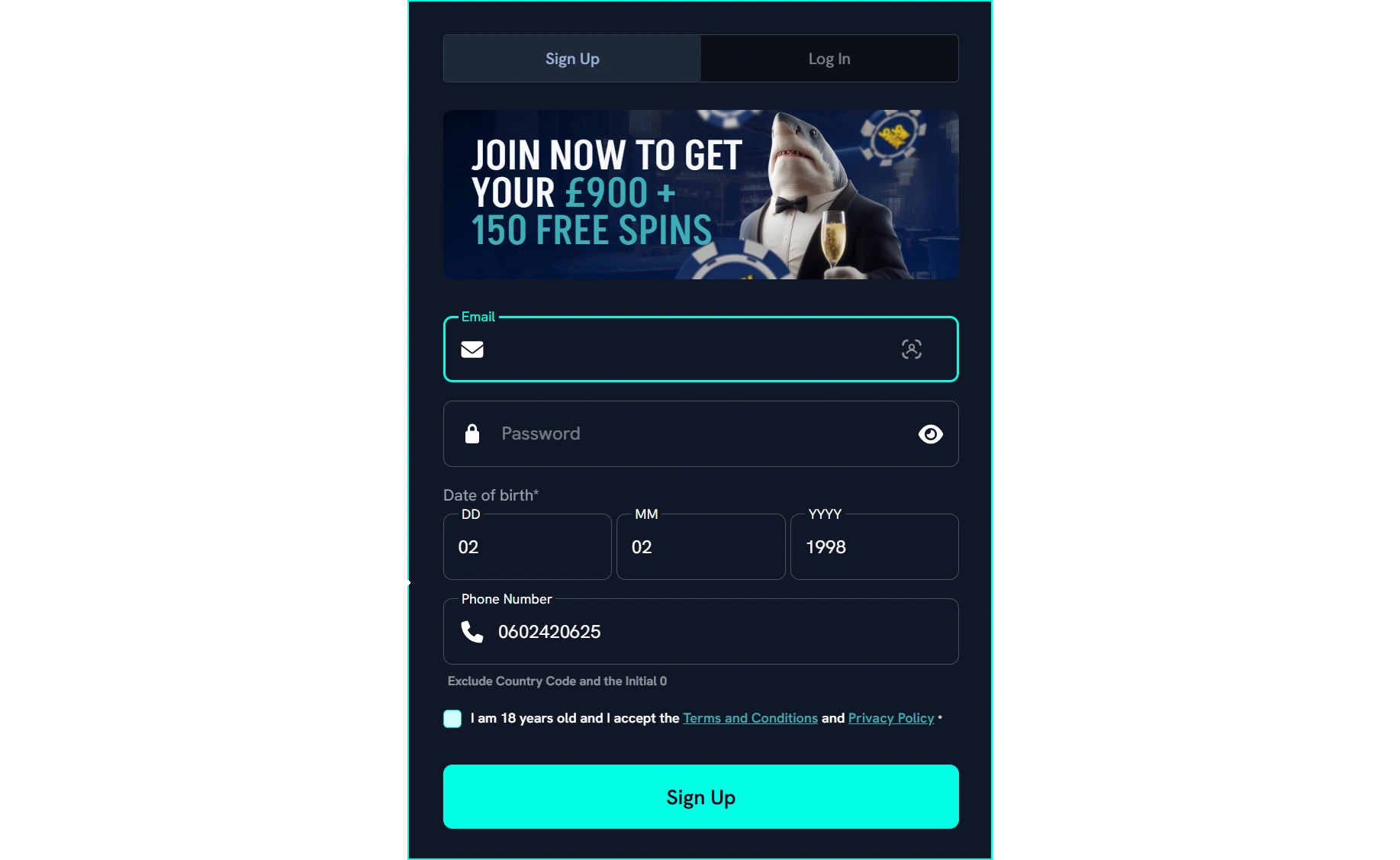 SpinShark Casino Login and Registration